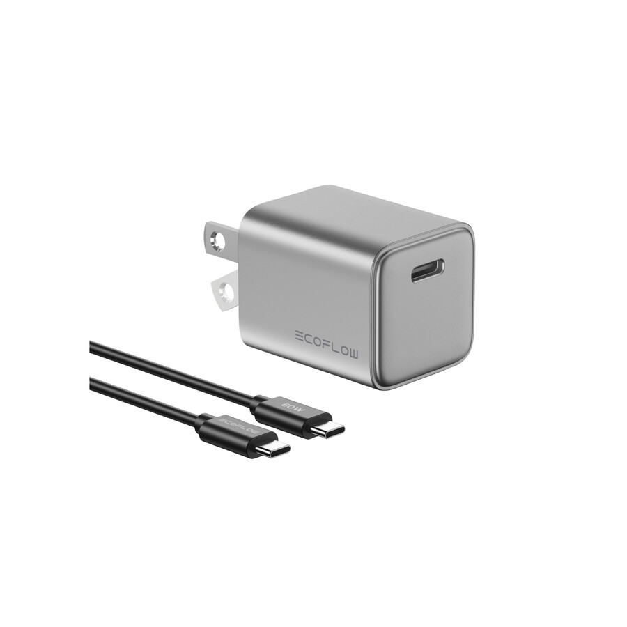 caricabatterie gan ecoflow rapid da 20 w con cavo da 60 w