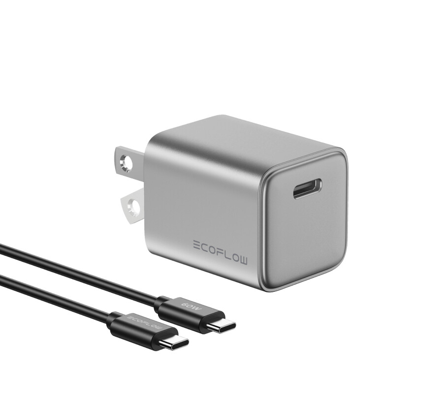 caricabatterie ecoflow rapid gan da 30 w con cavo da 60 w