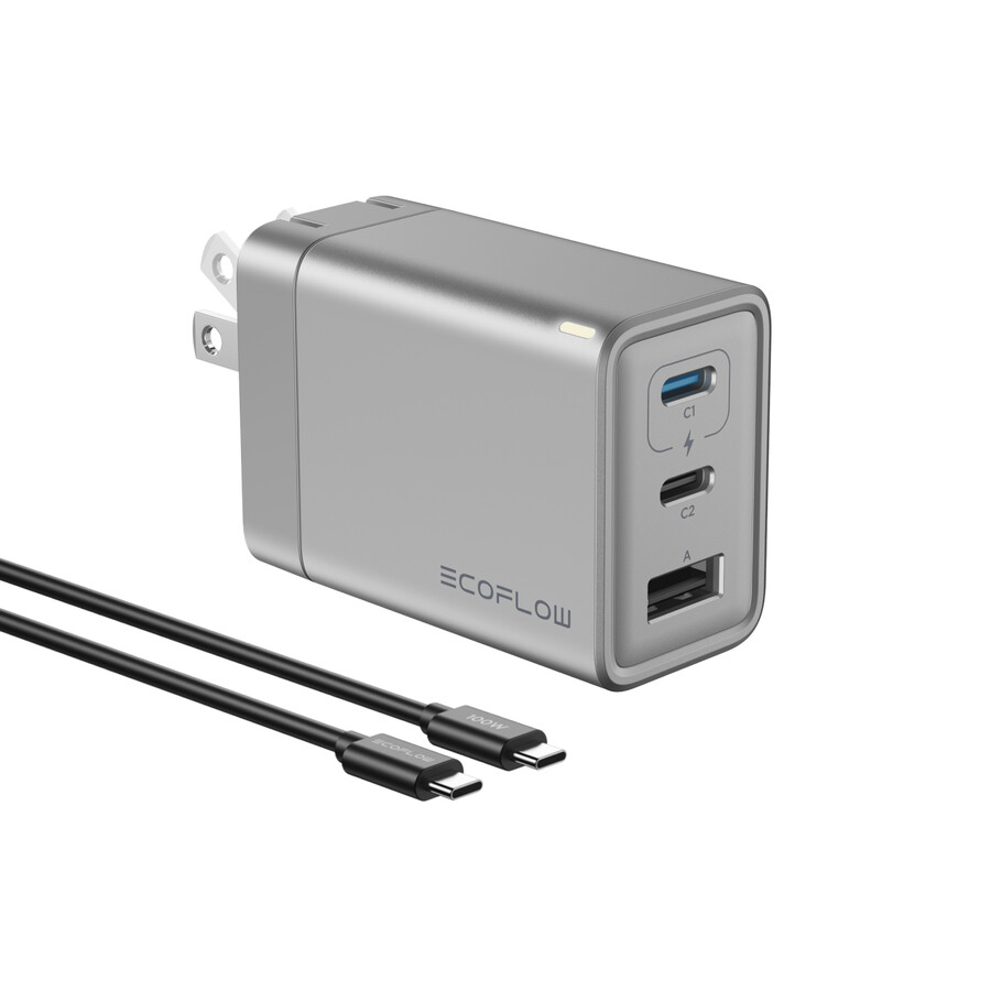 caricabatterie gan ecoflow rapid da 65 w con cavo da 100 w