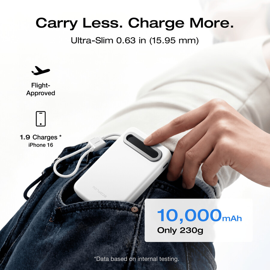 power bank magnetico ecoflow rapid mag qi2.2 10.000 mah 25 w cavo usb-c integrato