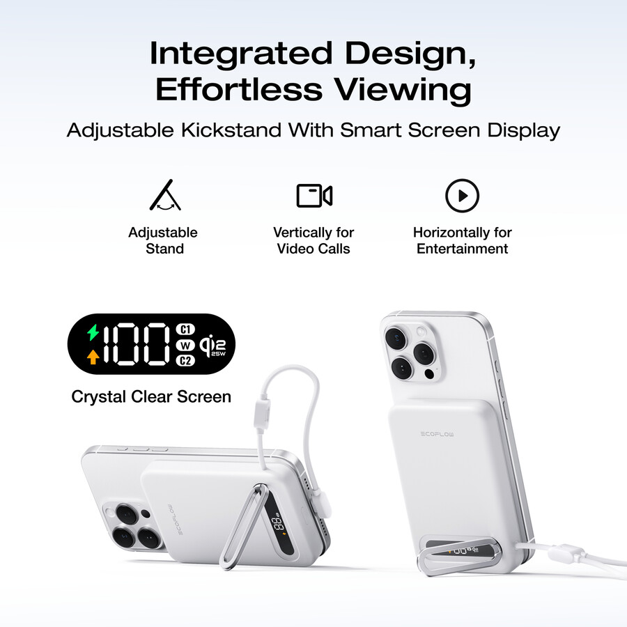 power bank magnetico ecoflow rapid mag qi2.2 10.000 mah 25 w cavo usb-c integrato