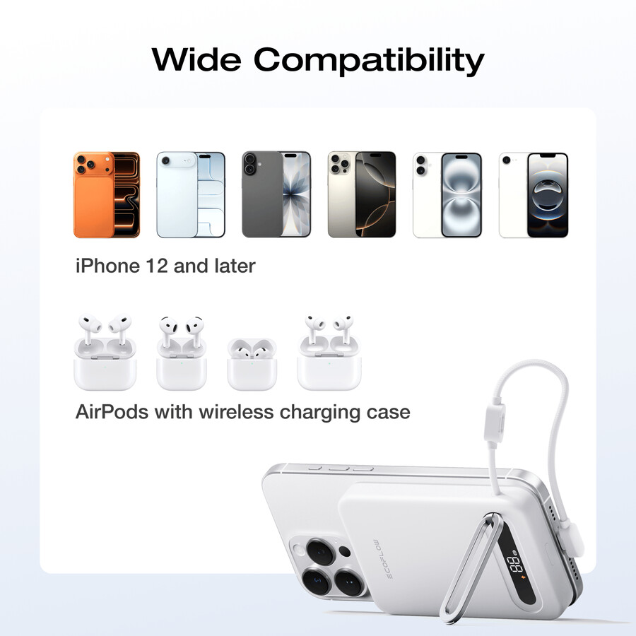 power bank magnetico ecoflow rapid mag qi2.2 10.000 mah 25 w cavo usb-c integrato