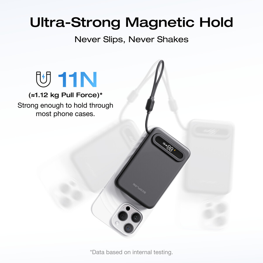 power bank magnetico ecoflow rapid mag qi2.2 10.000 mah 25 w cavo usb-c integrato