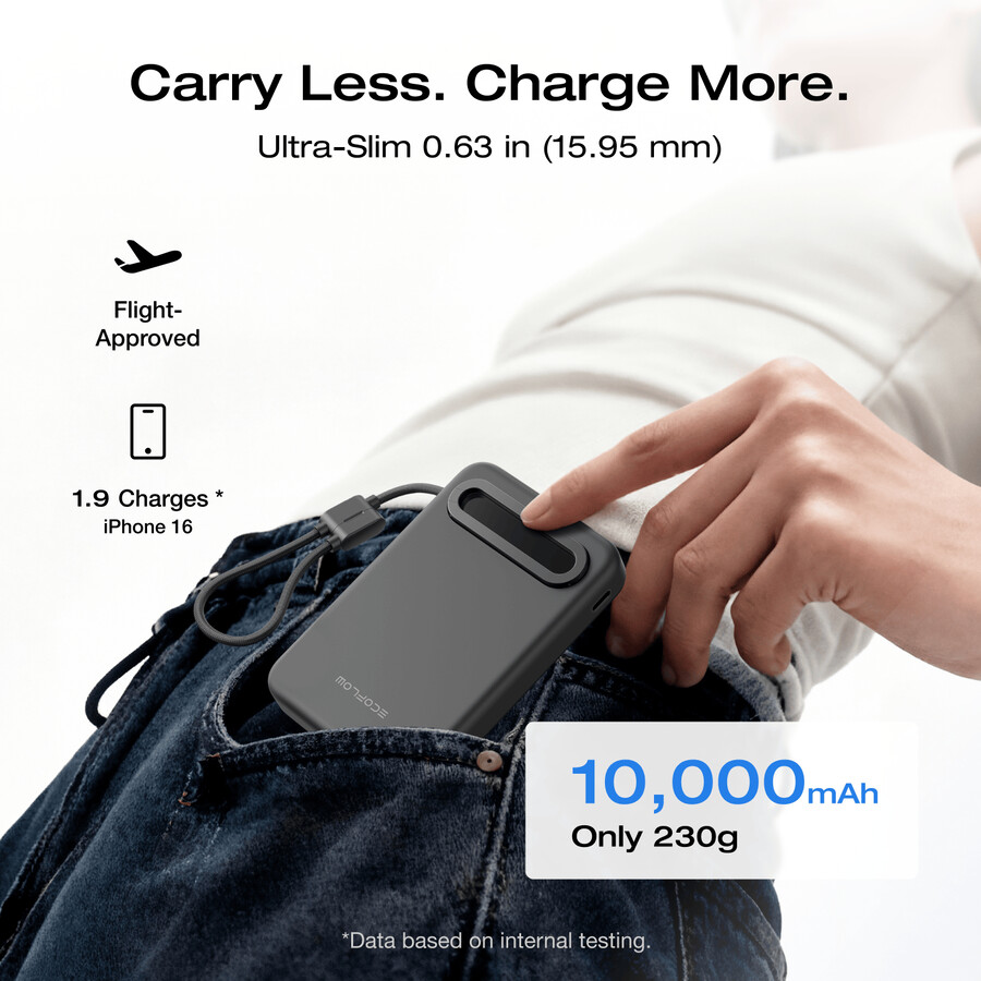 power bank magnetico ecoflow rapid mag qi2.2 10.000 mah 25 w cavo usb-c integrato