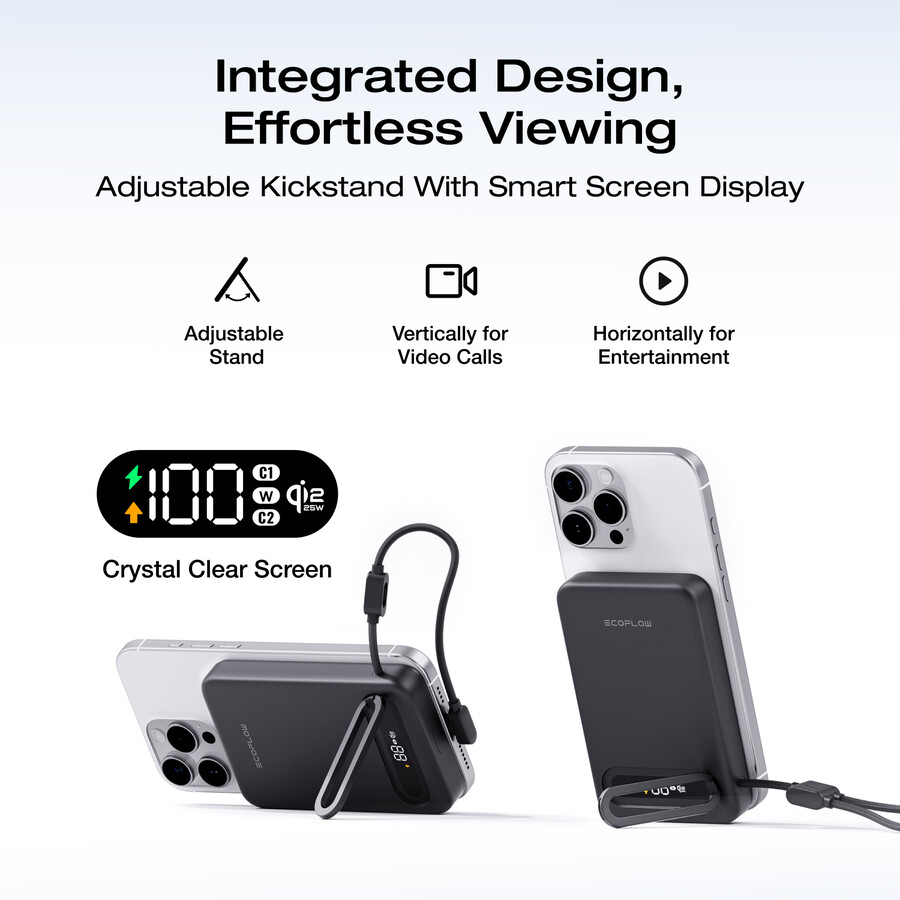 power bank magnetico ecoflow rapid mag qi2.2 10.000 mah 25 w cavo usb-c integrato