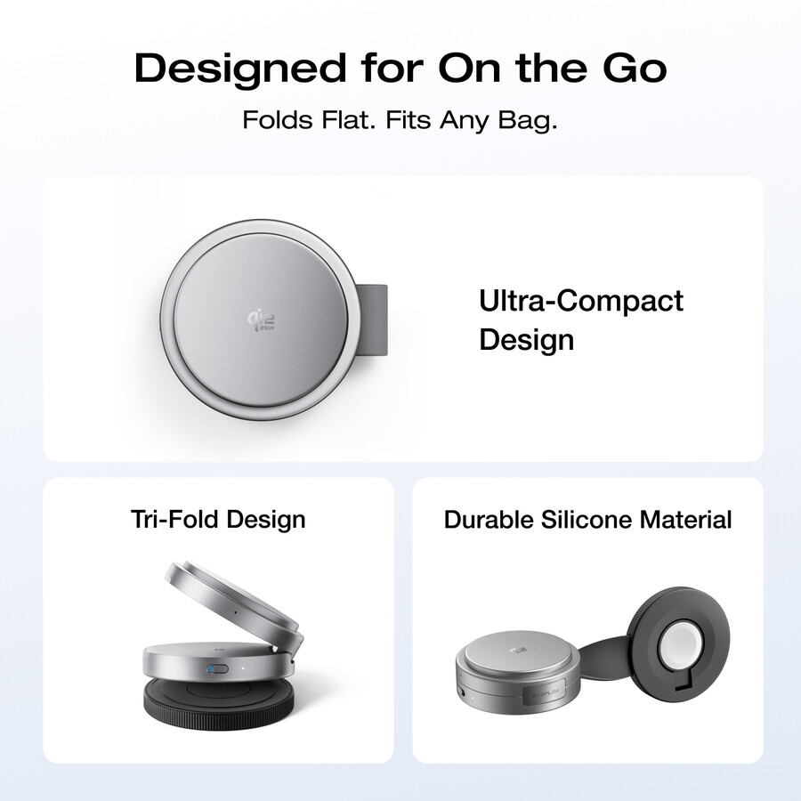 stazione di ricarica wireless ecoflow rapid mag qi2.2 pieghevole 3 in 1