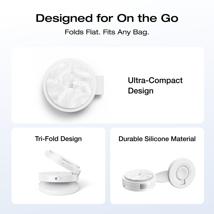 stazione di ricarica wireless ecoflow rapid mag qi2.2 pieghevole 3 in 1