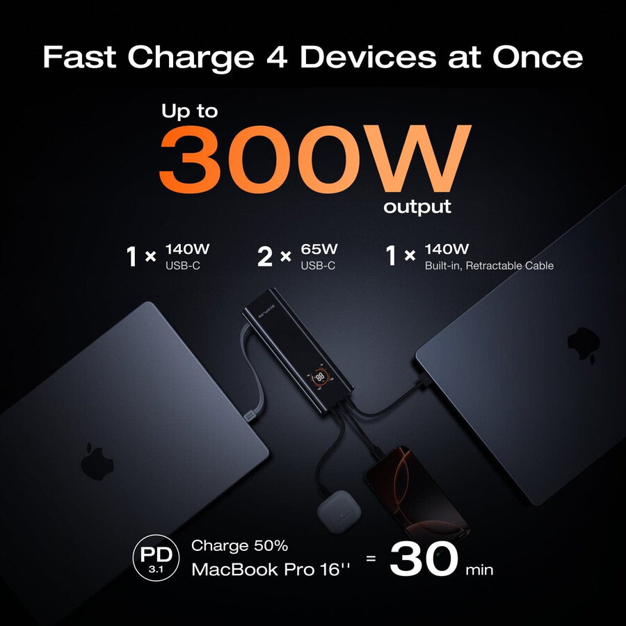 ecoflow rapid pro power bank 27.650 mah 300 w cavo integrato da 140 w