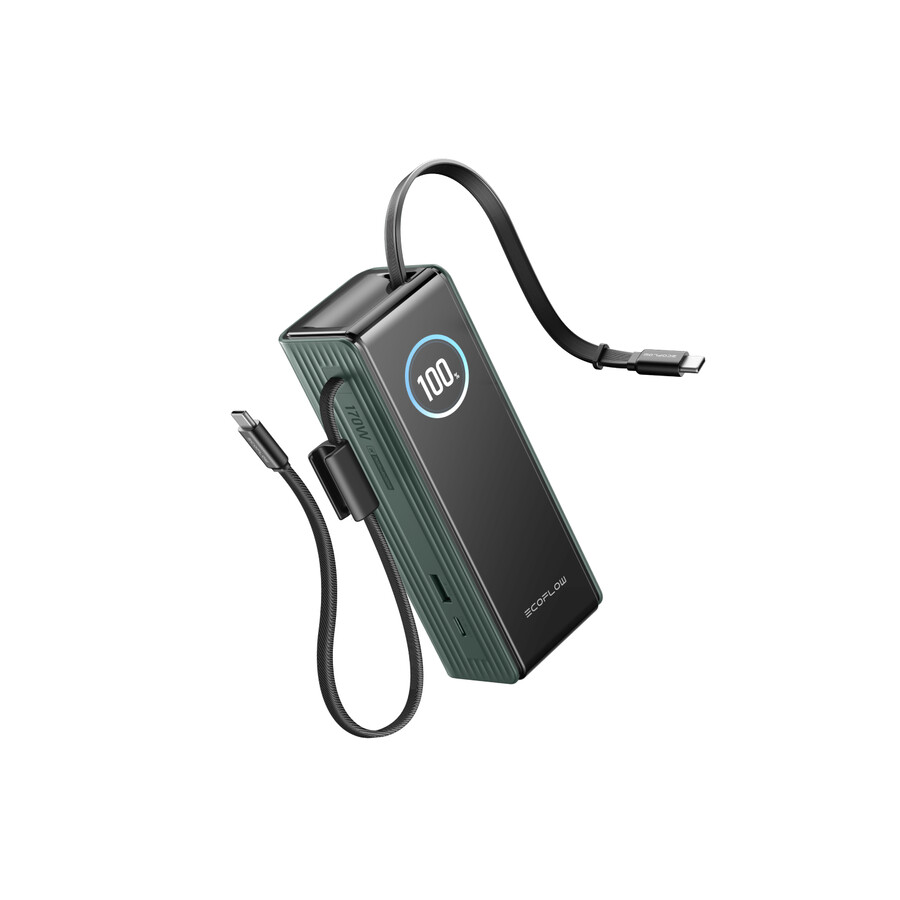 ecoflow rapid power bank 25.000 mah 170 w 100 w cavi integrati e retrattili