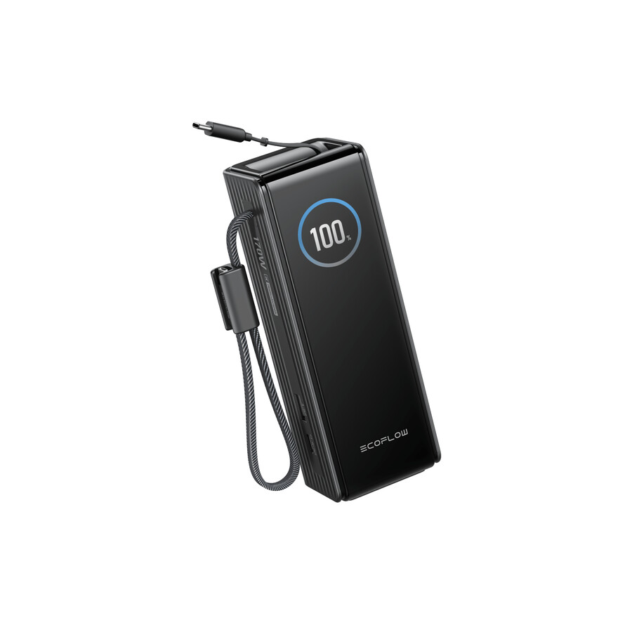 ecoflow rapid power bank 25.000 mah 170 w 100 w cavi integrati e retrattili